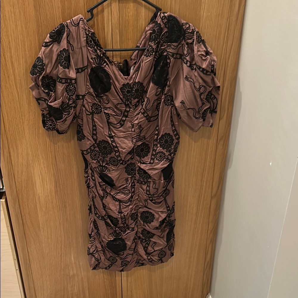 Free People Mauve and Black Floral Dress